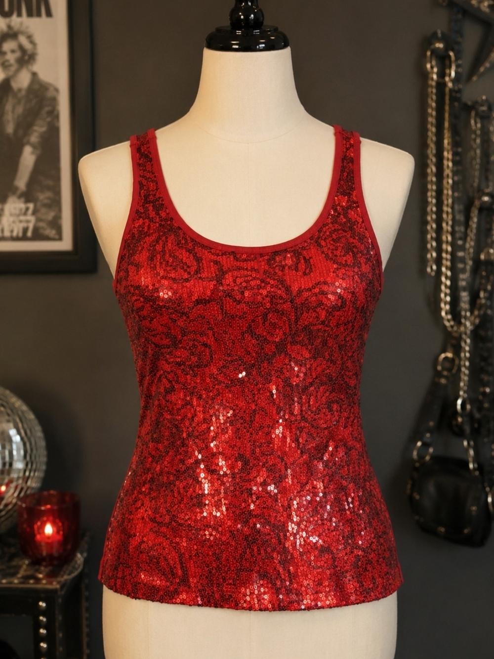 Apt. 9 Red Sequin Y2K Tank Top. AS IS